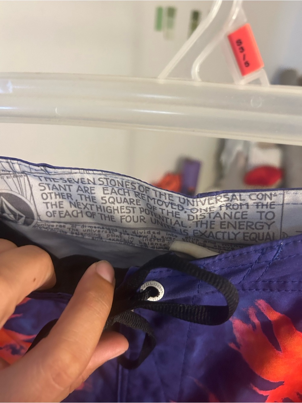 Volcom Purple Swim Shorts with Red Floral Print and Black Drawstring